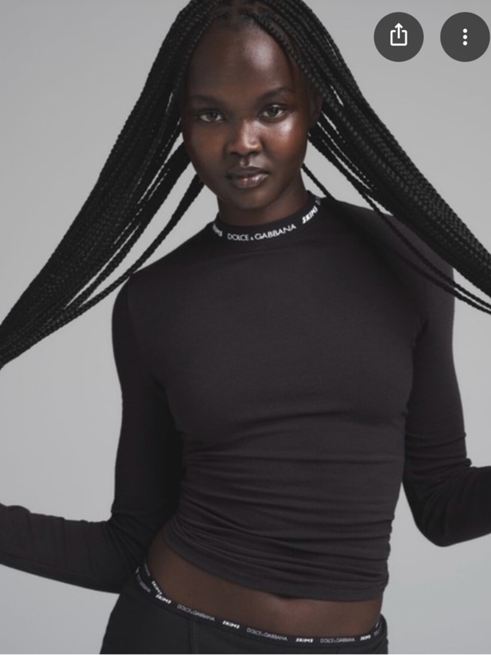 SKIMS X Dolce & Gabbana Black Long-Sleeve Fitted Turtleneck